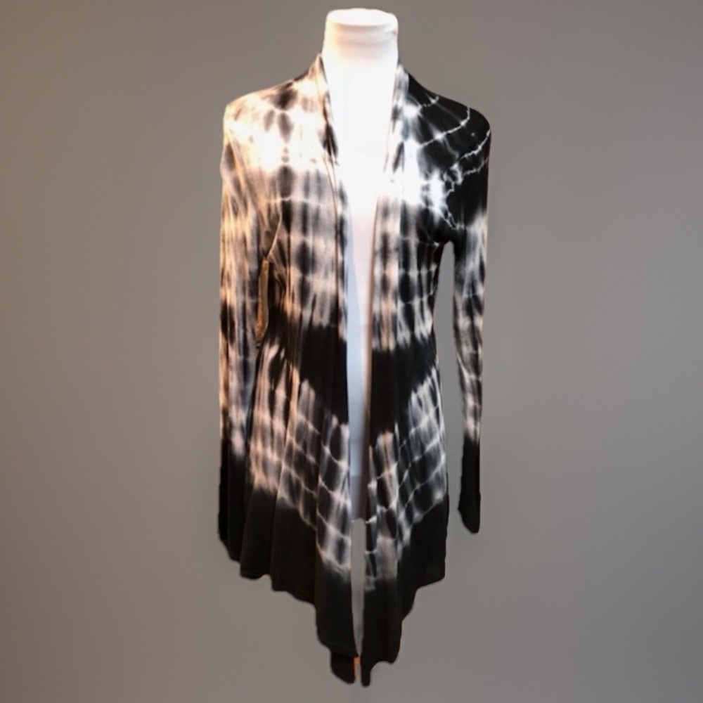 Tie Dye Navy Gray Draping Layering Thin Jacket